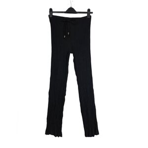 Zara Black Crinkle Knit Drawstring Lounge Pants